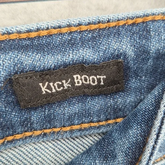 Judy Blue Women 13/ 31 Kick Boot Jeans Medium Wash Frayed Hem Denim Stretch - Picture 4 of 5